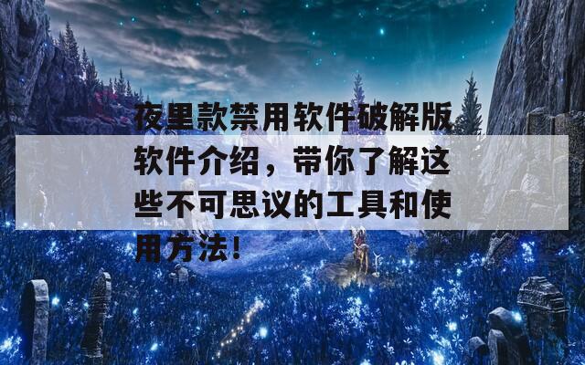 夜里款禁用软件破解版软件介绍，带你了解这些不可思议的工具和使用方法！