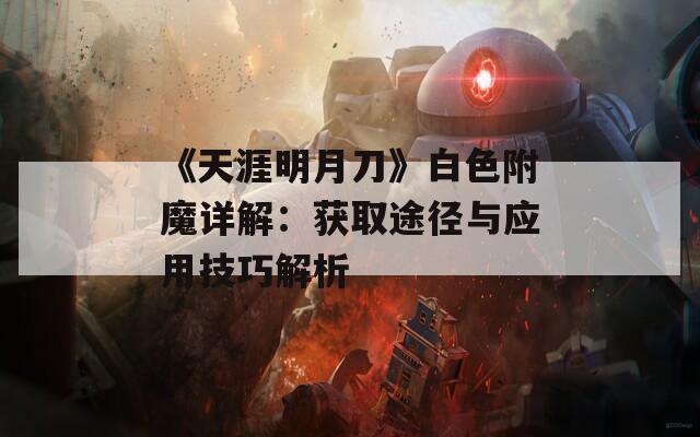 《天涯明月刀》白色附魔详解：获取途径与应用技巧解析