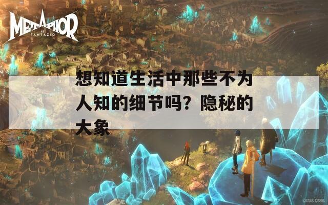 想知道生活中那些不为人知的细节吗？隐秘的大象