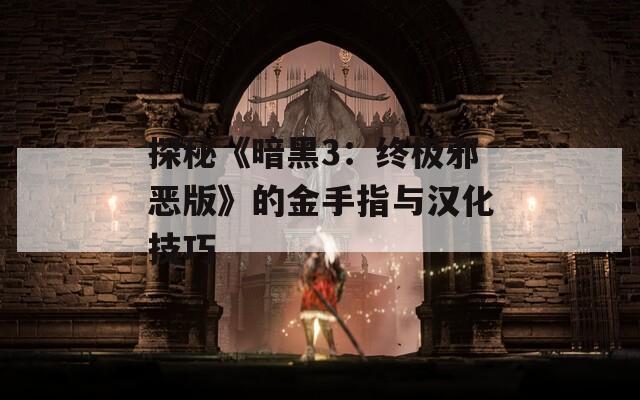 探秘《暗黑3：终极邪恶版》的金手指与汉化技巧