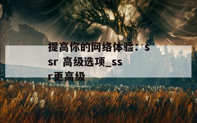 提高你的网络体验：ssr 高级选项_ssr更高级