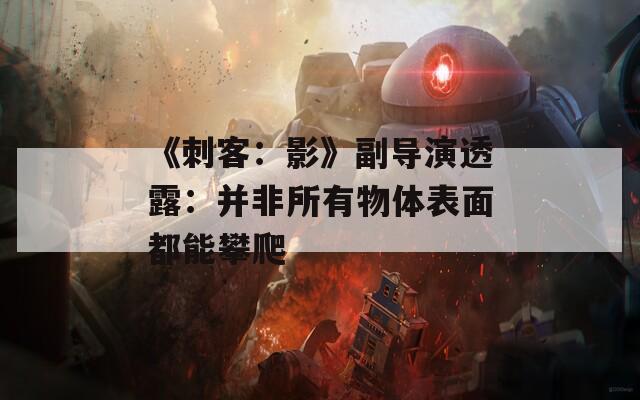 《刺客：影》副导演透露：并非所有物体表面都能攀爬